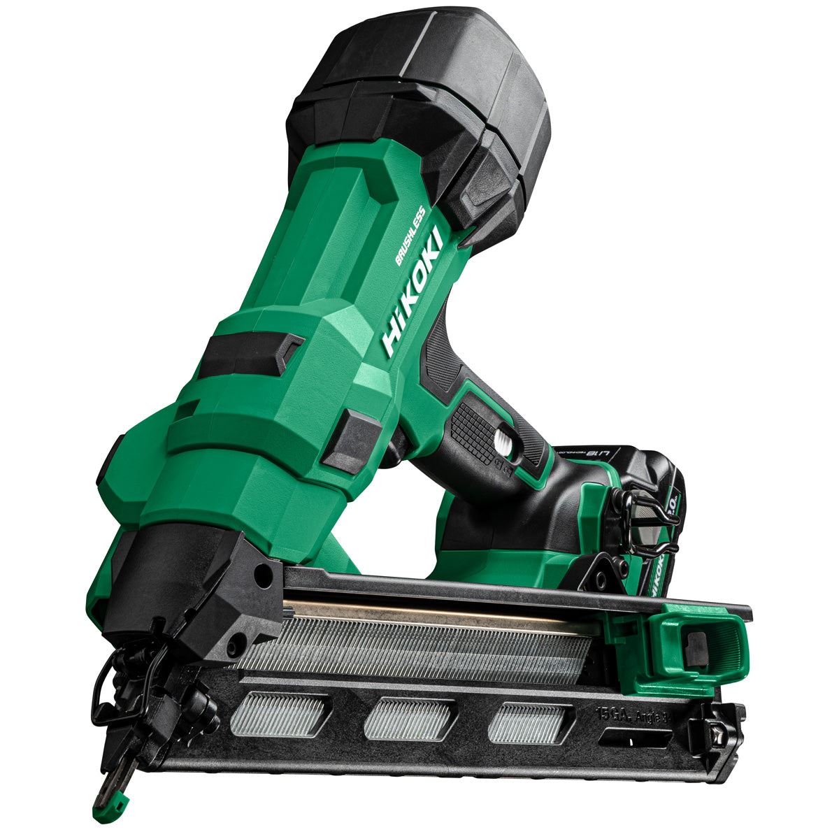 Hikoki NT1865DAAJXZ 18V Brushless 2nd Generation 15G Angled Finishing Nailer with 2 x 2.0Ah Battery Charger & Case