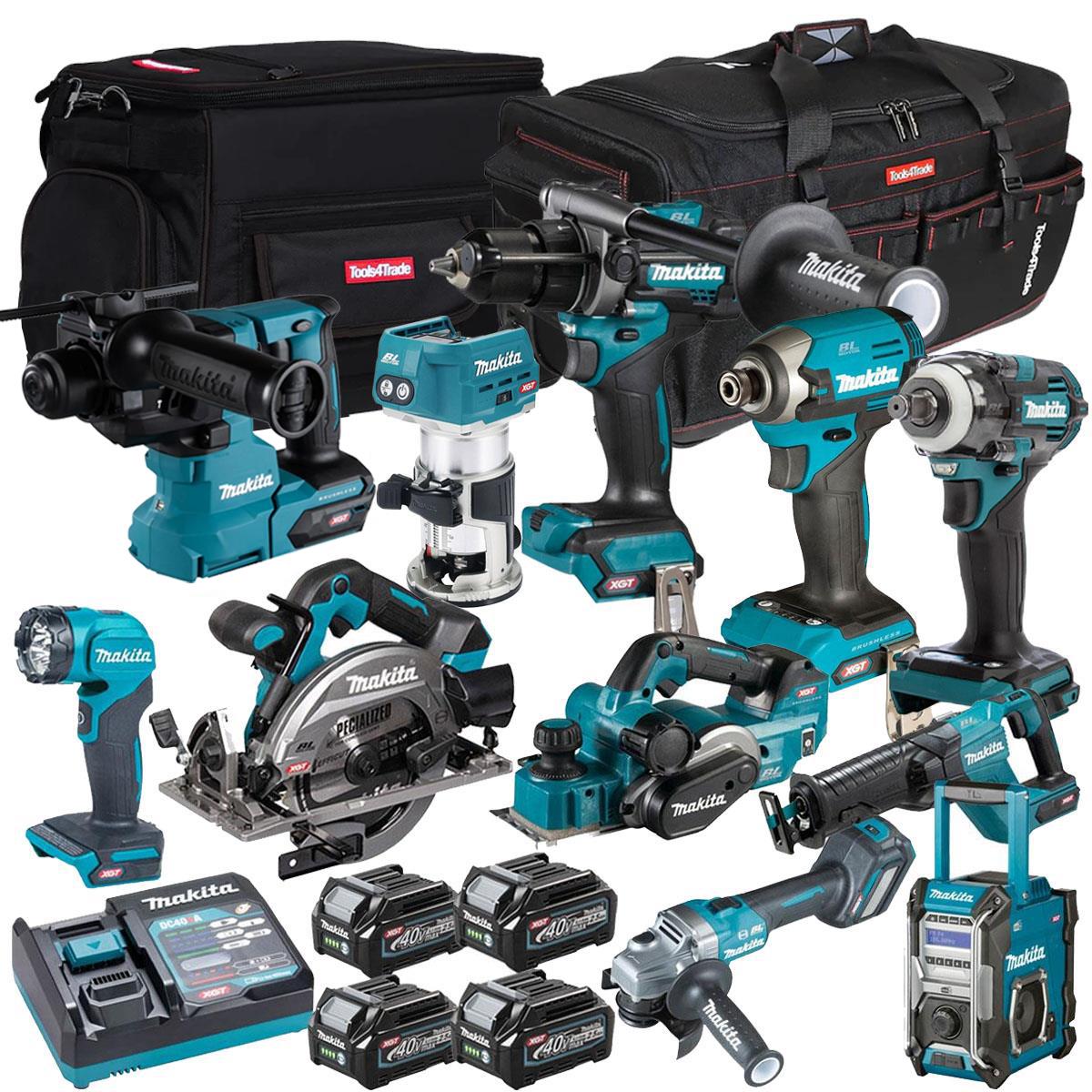 Makita 40V XGT 11 Piece Brushless Power Tool Kit with 4 x 2.5Ah Battery T4TKIT-16055