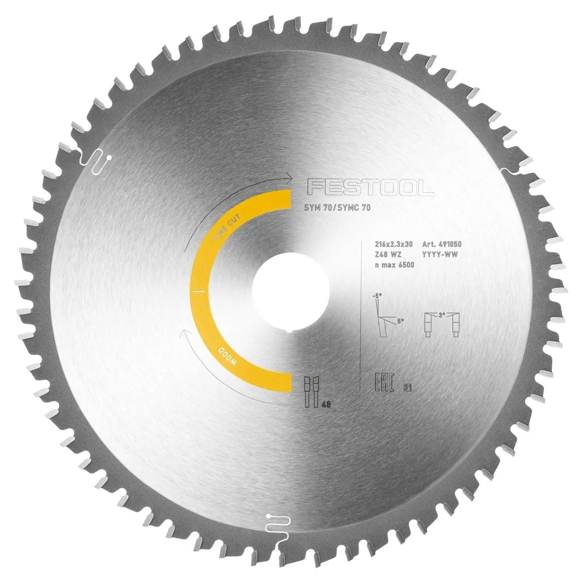 Festool 216mm x 2.3mm x 30mm 48T Fine Cut Wood Mitre Saw Blade - 491050