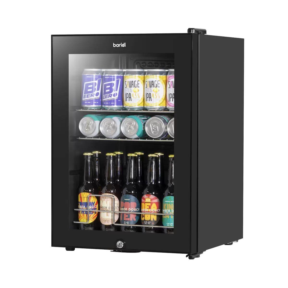 Sealey DH62 Baridi Drinks Fridge with LED Light & Glass Door 60L Black