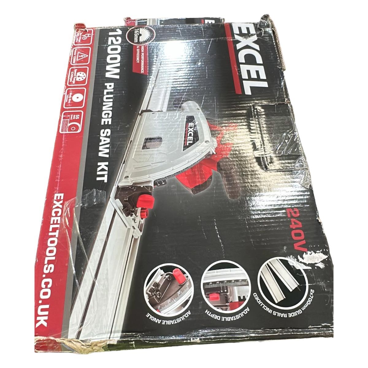 Excel 165mm Plunge Saw 1200W/240V with Guide Rail Set Item Condition Damaged Box