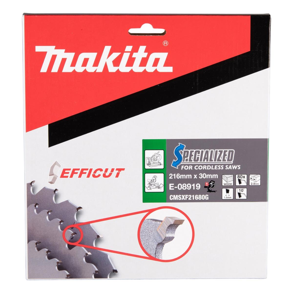 Makita E-08919 Efficut TCT Circular Saw Blade 216mm x 30mm x 80T