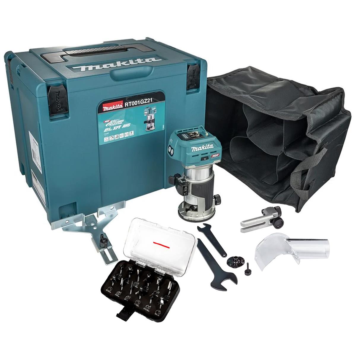 Makita RT001GZ21 40V XGT Brushless Trimmer With 12 Piece Cutter Set