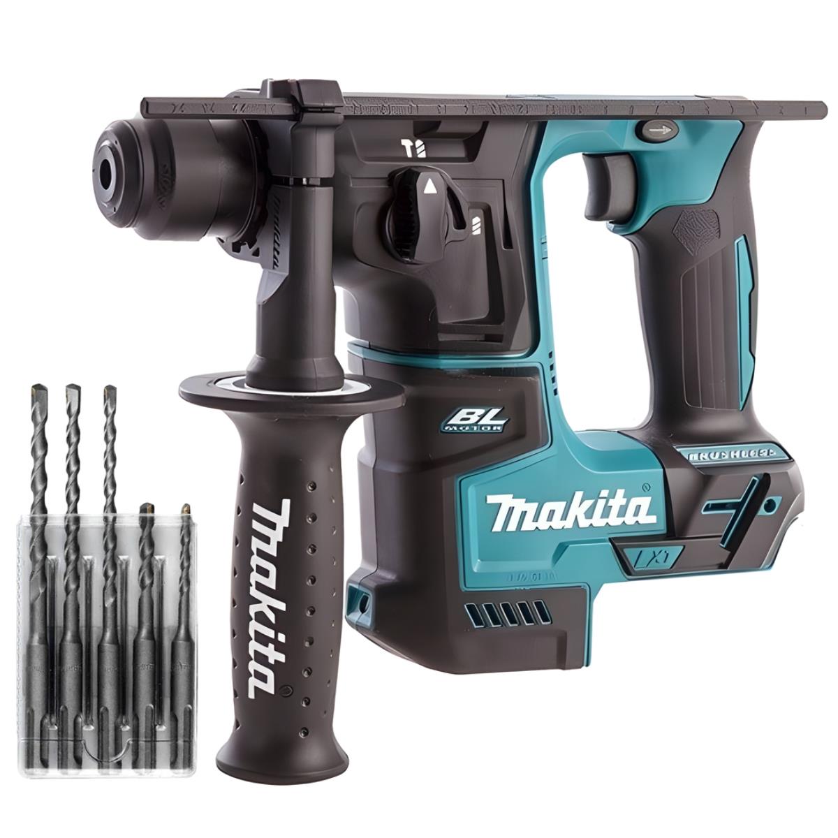 Makita DHR171Z 18V Brushless SDS+ Rotary Hammer Drill With 5 Piece Drill Bit Set