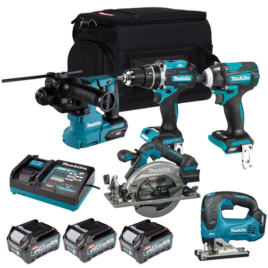 Makita 40V 5 Piece Combo Kit with 3 x 2.5Ah Batteries & Charger T4TKIT-7199