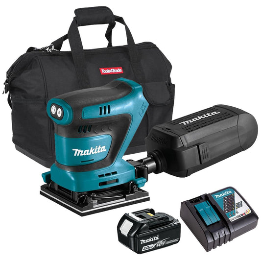 Makita DBO480Z 18V Finishing Sander with 1 x 3.0Ah Battery Charger & Bag