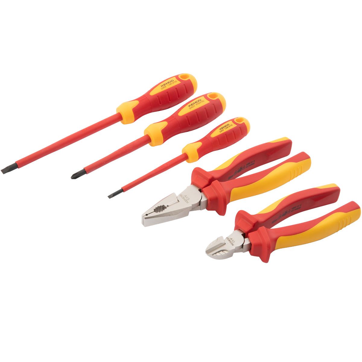 Kendo VDE Plier & Screwdriver Set 5 Pieces