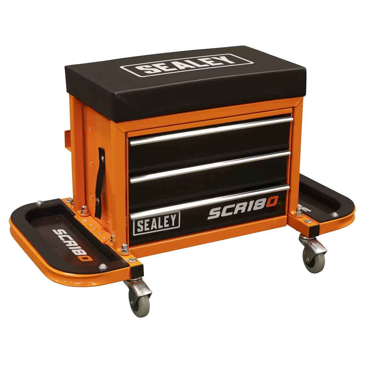 Sealey SCR18O Mechanic's Utility Seat & Toolbox-Orange