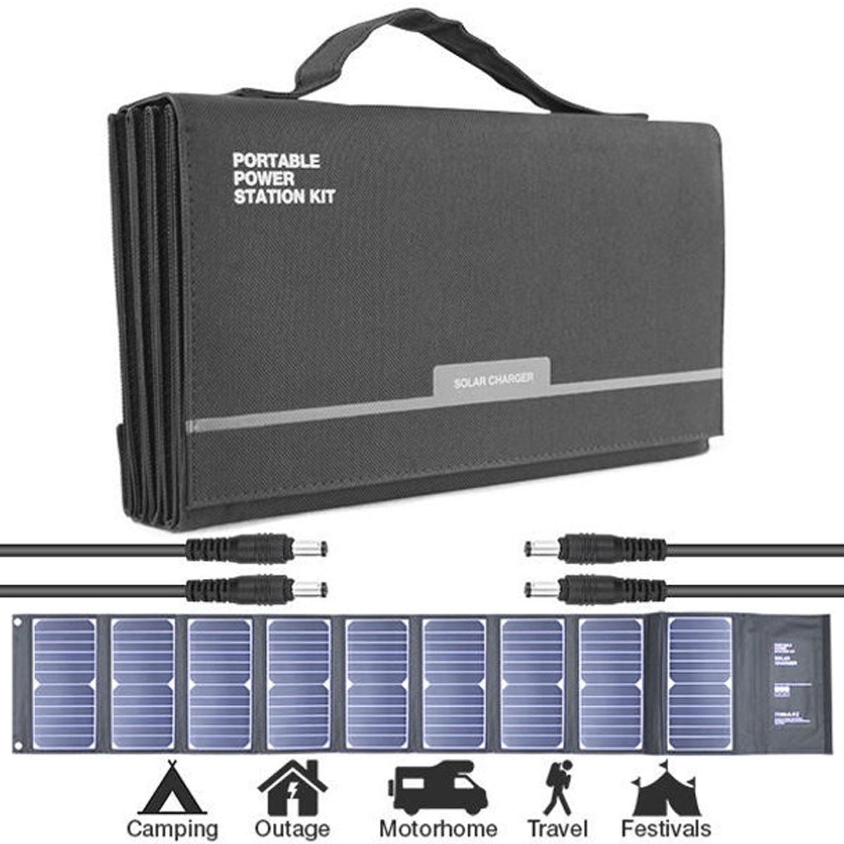 Hyundai H60 Portable & Foldable 60W Solar Charger USB & DC Connectivity for Outdoor Power Supply
