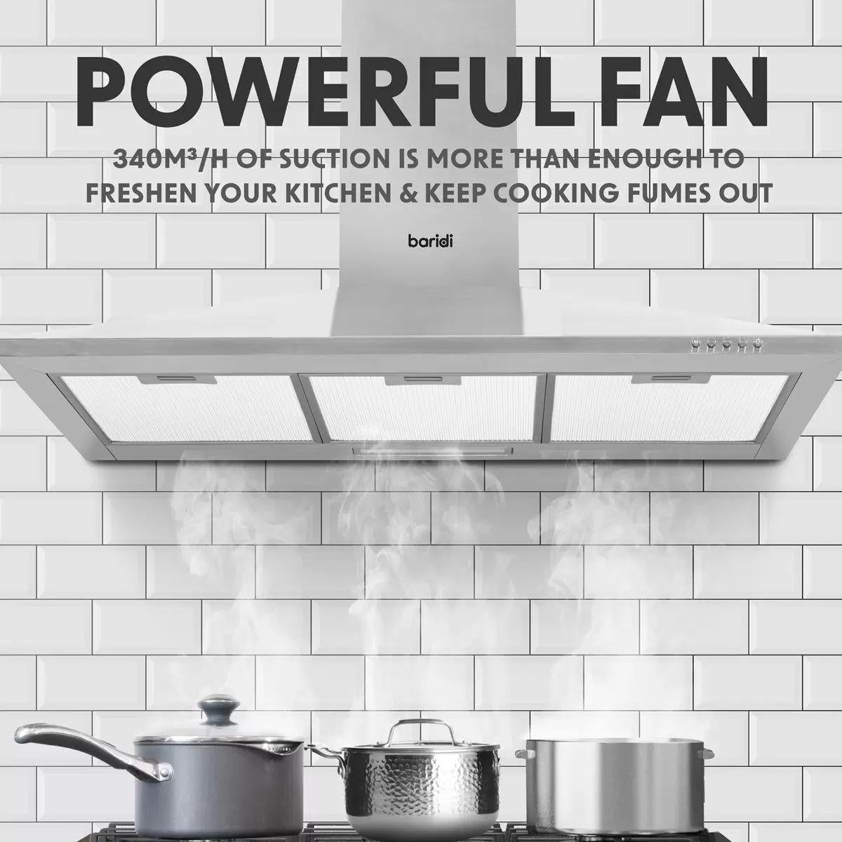 Sealey DH127 Baridi Cooker Hood with Carbon Filters 90cm Stainless Steel 240V