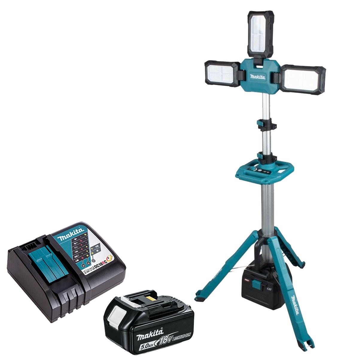Makita ML014G 18V LXT / 40V XGT 15000 Lumen Tower Light with 1 x 5.0Ah Battery & Charger