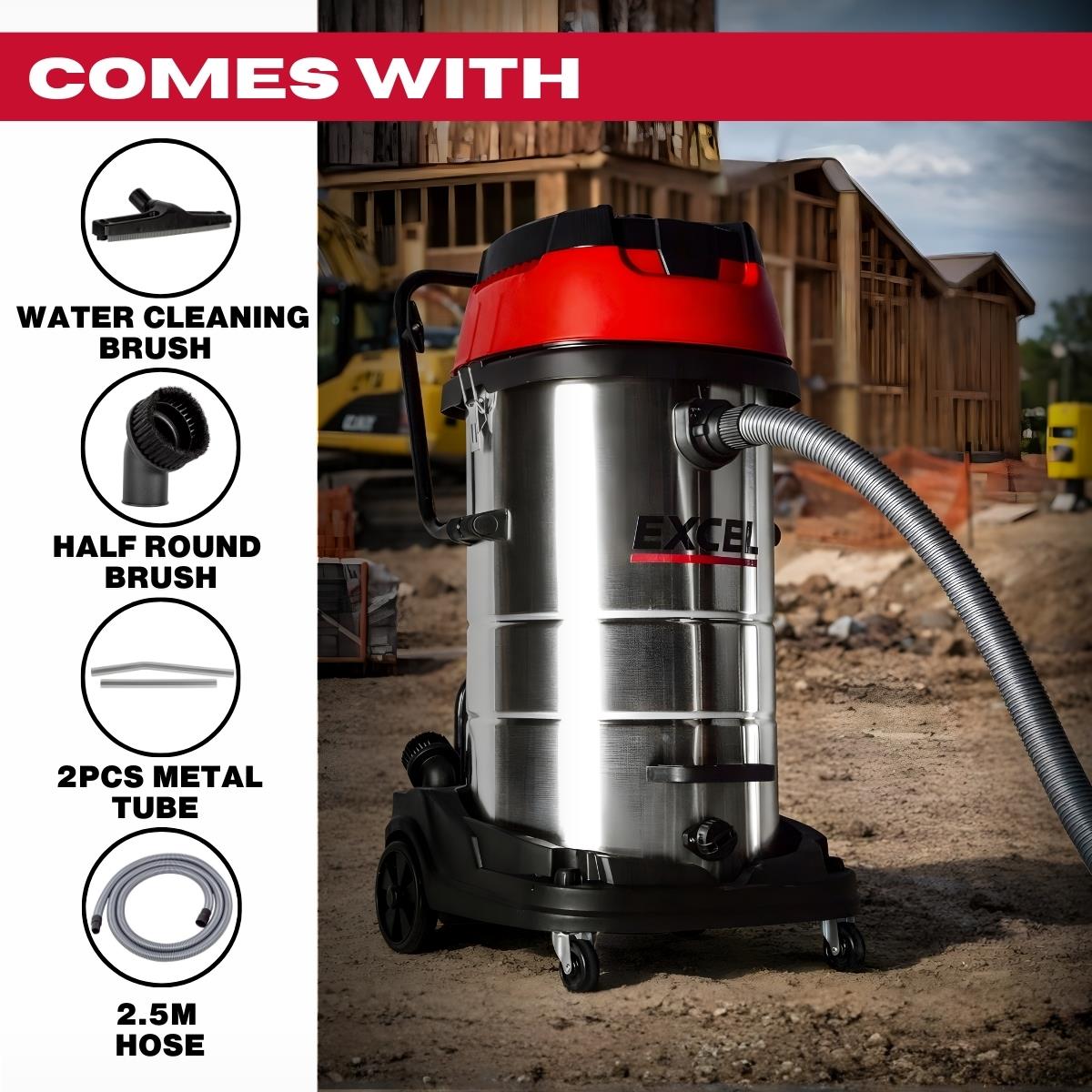 Excel 100L Wet & Dry Vacuum Cleaner 3000W/230V