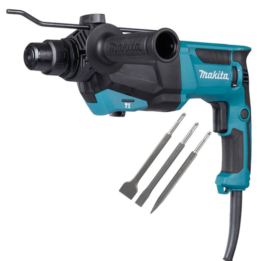 Makita HR2670/1 26mm SDS+ Rotary Hammer Drill With D-30134 SDS Plus Chisel Set