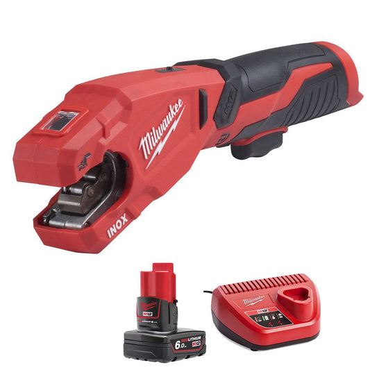 Milwaukee M12PCSS-0 12V 12-28mm Pipe Cutter with 1 x 6.0Ah Battery & Charger