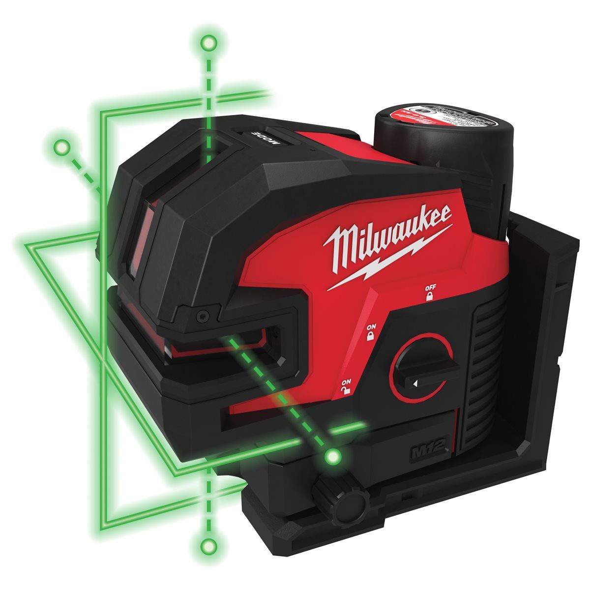 Milwaukee M12CLL4P-301C 12V 4 Points Green Cross Line Laser with 1 x 3.0Ah Battery, Charger & Case 4933479204
