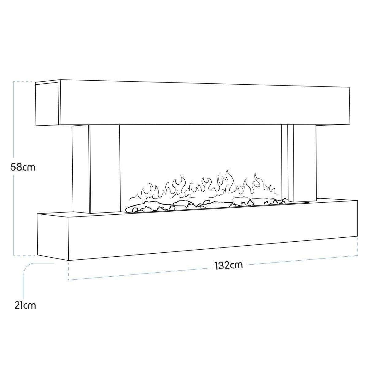 Sealey DH112 Baridi Wall Mounting Electric Fireplace with LED Flame Effect 52