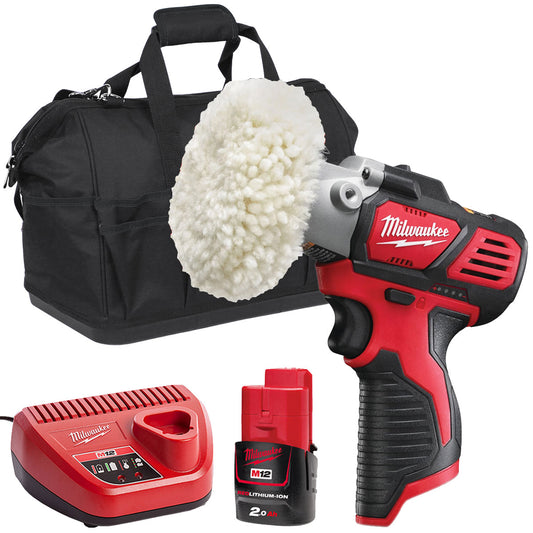 Milwaukee M12 BPS-0 12V Compact Polisher Sander with 1 x 2.0Ah Battery & Charger in Bag
