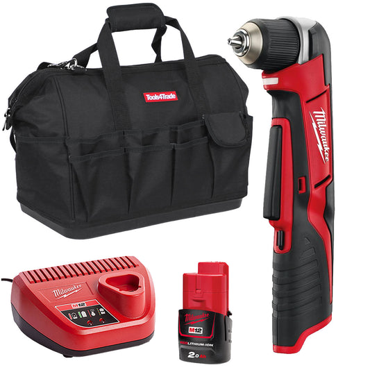 Milwaukee C12RAD-0 12V Angle Drill with 1 x 2.0Ah Battery & Charger in Bag