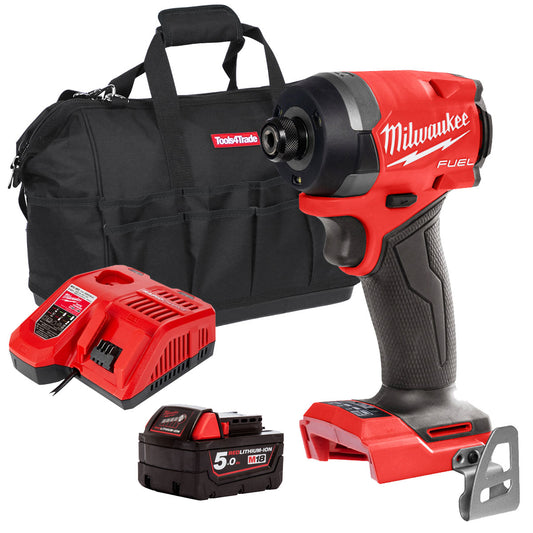 Milwaukee M18FID3-0 18V Fuel Brushless 1/4" Impact Driver with 1 x 5.0Ah Battery, Charger & Bag