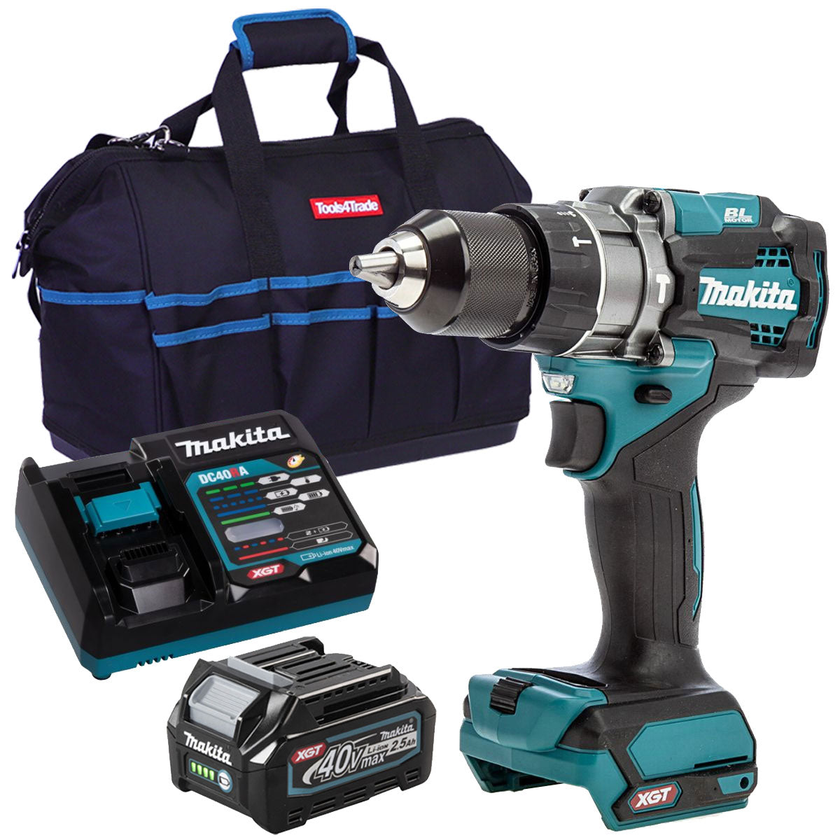 Makita HP001GZ 40V Brushless Combi Drill with 1 x 2.5Ah Battery Charger & Bag