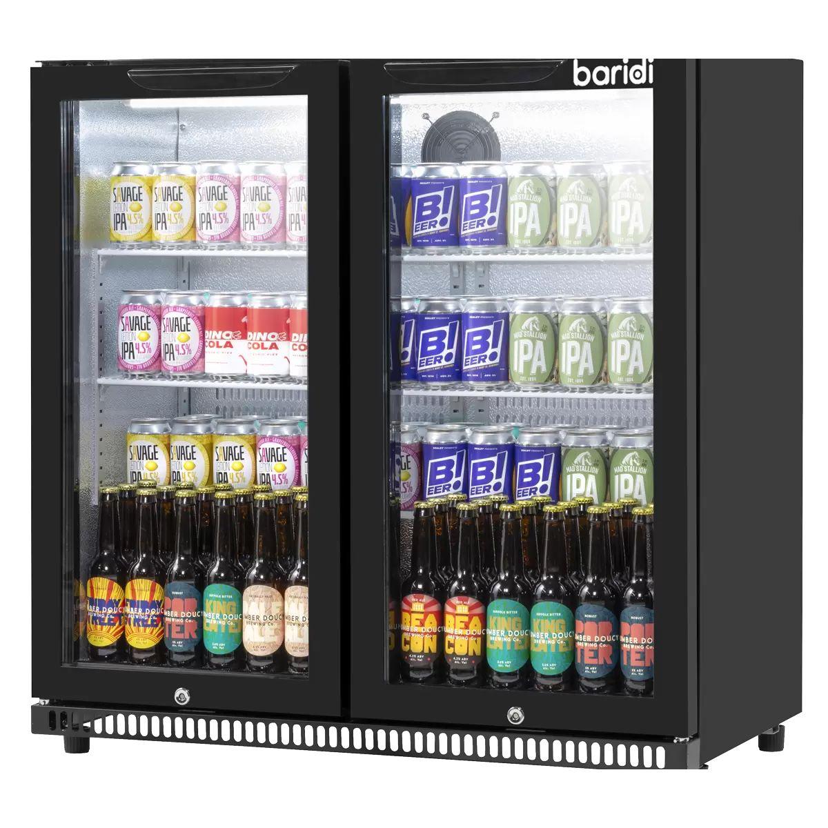 Sealey DH272 Baridi Bar Drinks Fridge/Cooler with Double Hinged Door & Security Lock 190L Black 240V