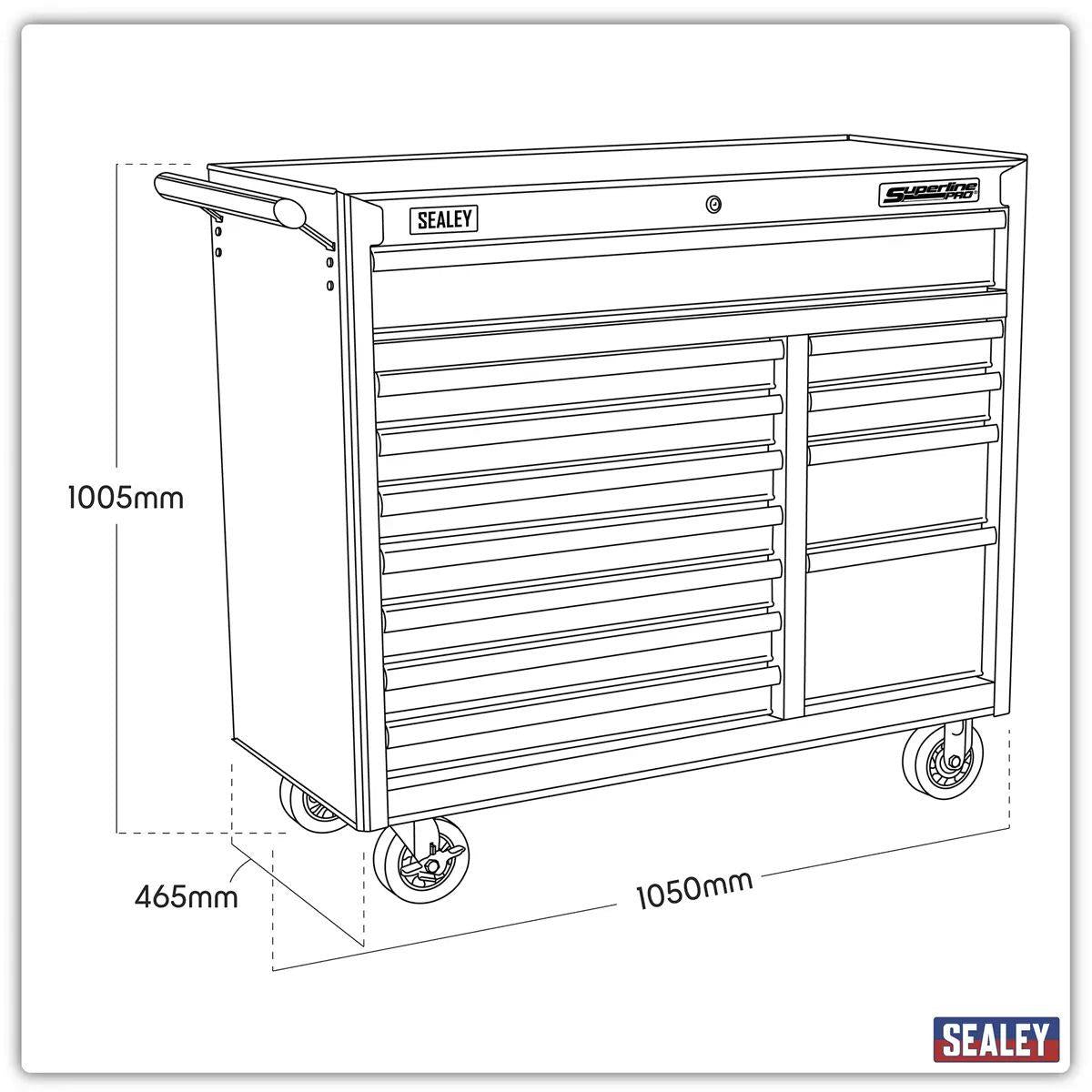 Sealey AP41120 Rollcab 12 Drawer with Ball Bearing Runners Heavy-Duty