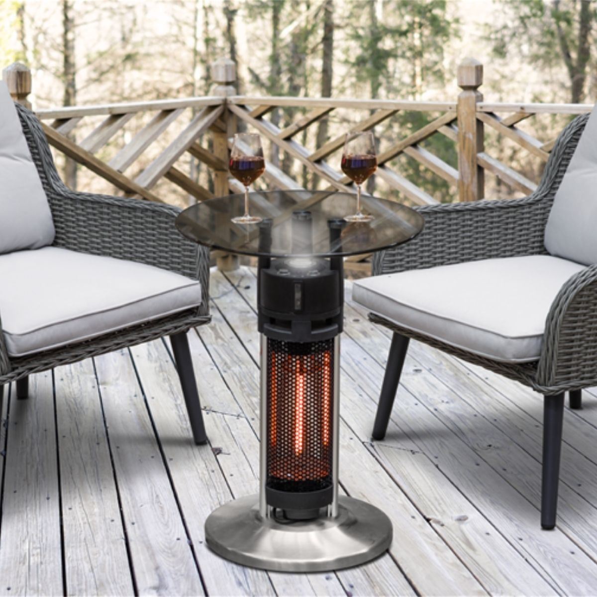 Sealey DG62 Dellonda Bistro Table with 1200W Heater Black/Stainless Steel