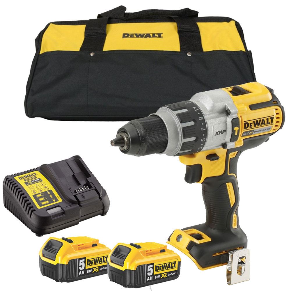 Dewalt DCD996P2B 18V XR Brushless Combi Hammer Drill 2 x 5.0Ah Battery Charger & Bag