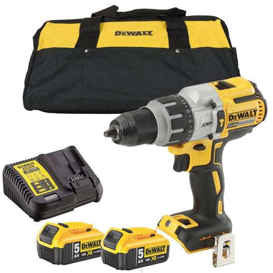Dewalt DCD996P2B 18V XR Brushless Combi Hammer Drill 2 x 5.0Ah Battery Charger & Bag
