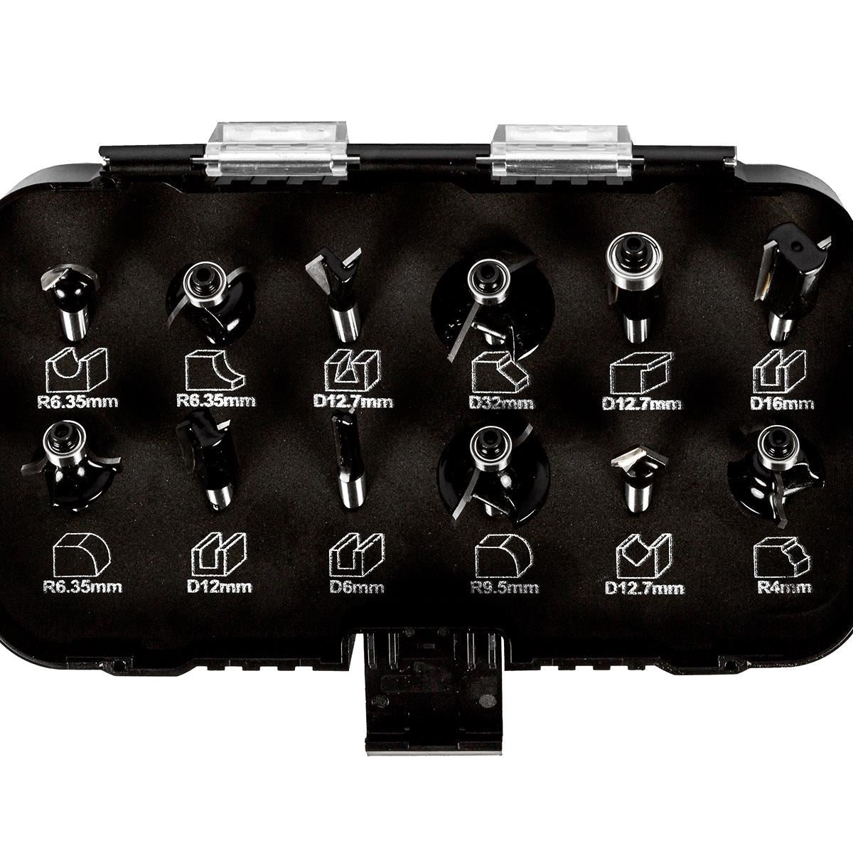 Excel 1/4in Shank TCT Router Cutter Bit 12 Piece Set