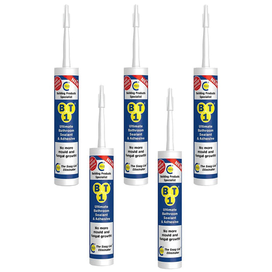 C-TEC BT1 290ml Ultimate Bathroom Sealant & Adhesive White Pack of 5