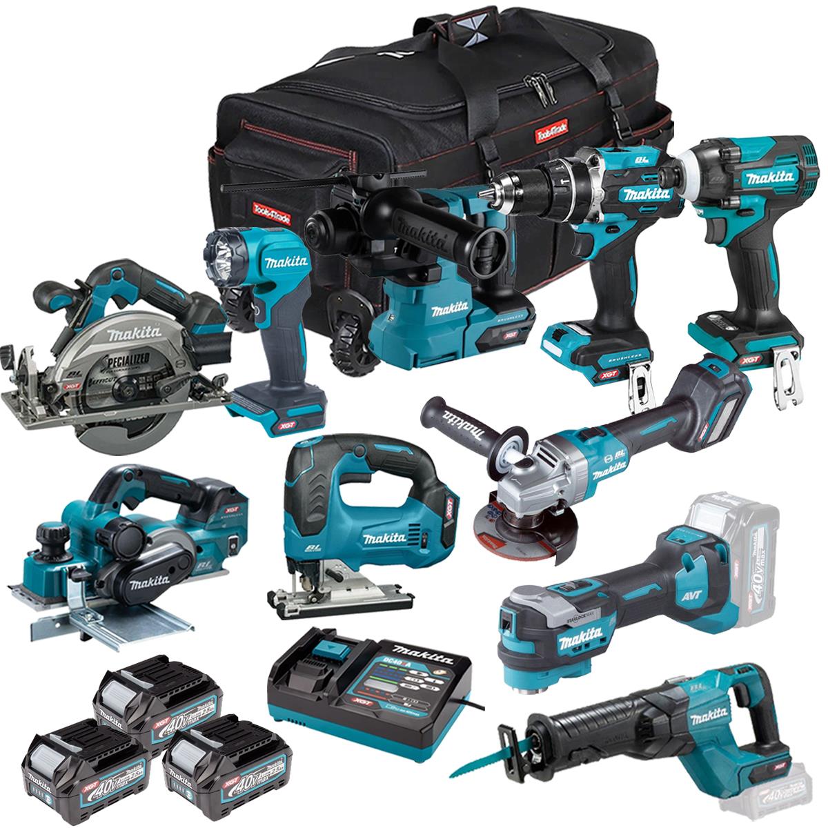 Makita 40V 10 Piece Combo Kit with 3 x 2.5Ah Batteries & Charger T4TKIT-7771