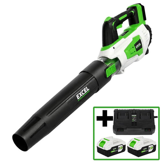Excel 20V Leaf Blower with Turbo Mode & 2 x 4.0Ah Batteries, Dual Port Charger