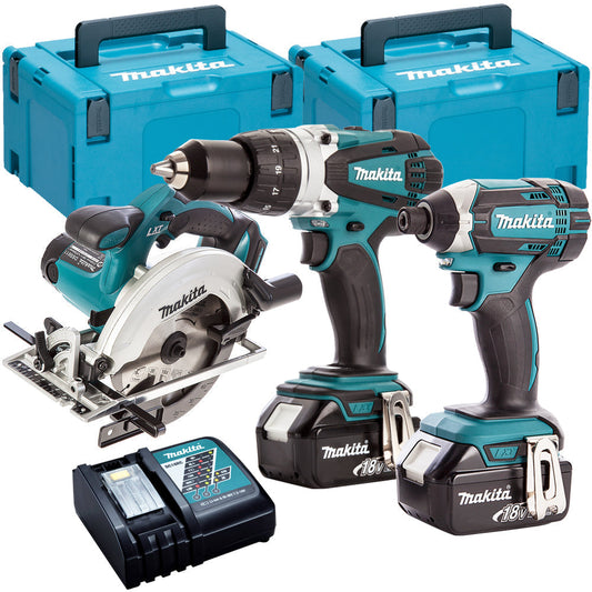 Makita DLX2145TJ 18V Twin Pack 2 x 5.0Ah Batteries Charger & Circular Saw