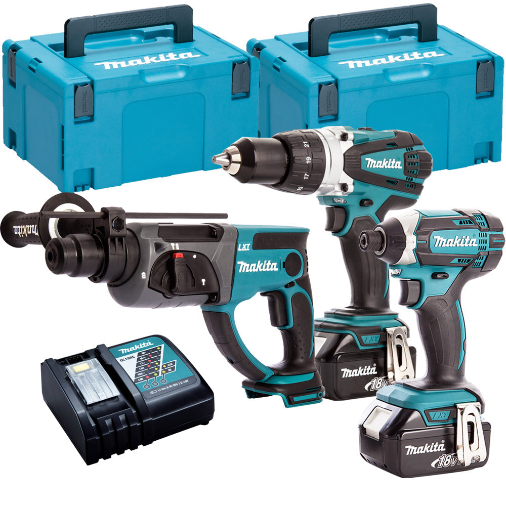 Makita 3 Piece 18V Li-ion with 2 x 5.0Ah Batteries & Charger T4TKIT-1456550