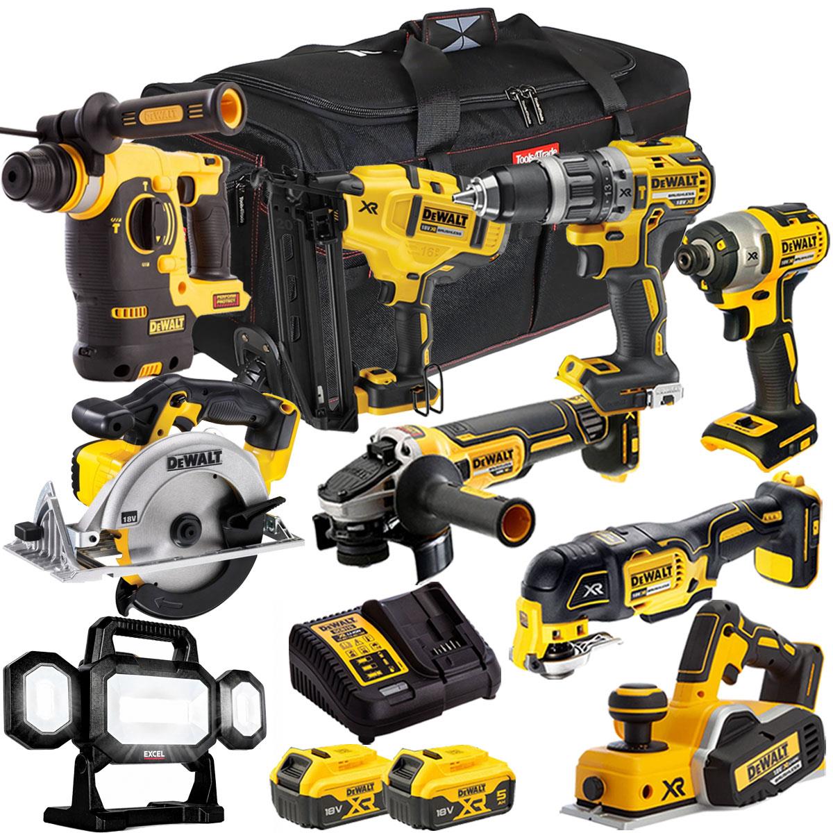 Dewalt 18V 9 Piece Power Tool Kit with 2 x 5.0Ah Battery & Charger T4TKIT-924
