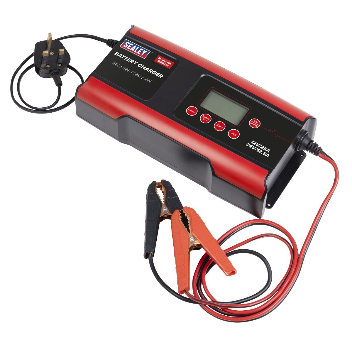 Sealey SCBC25 12/24V Compact Smart Battery Charger and Maintainer 25A