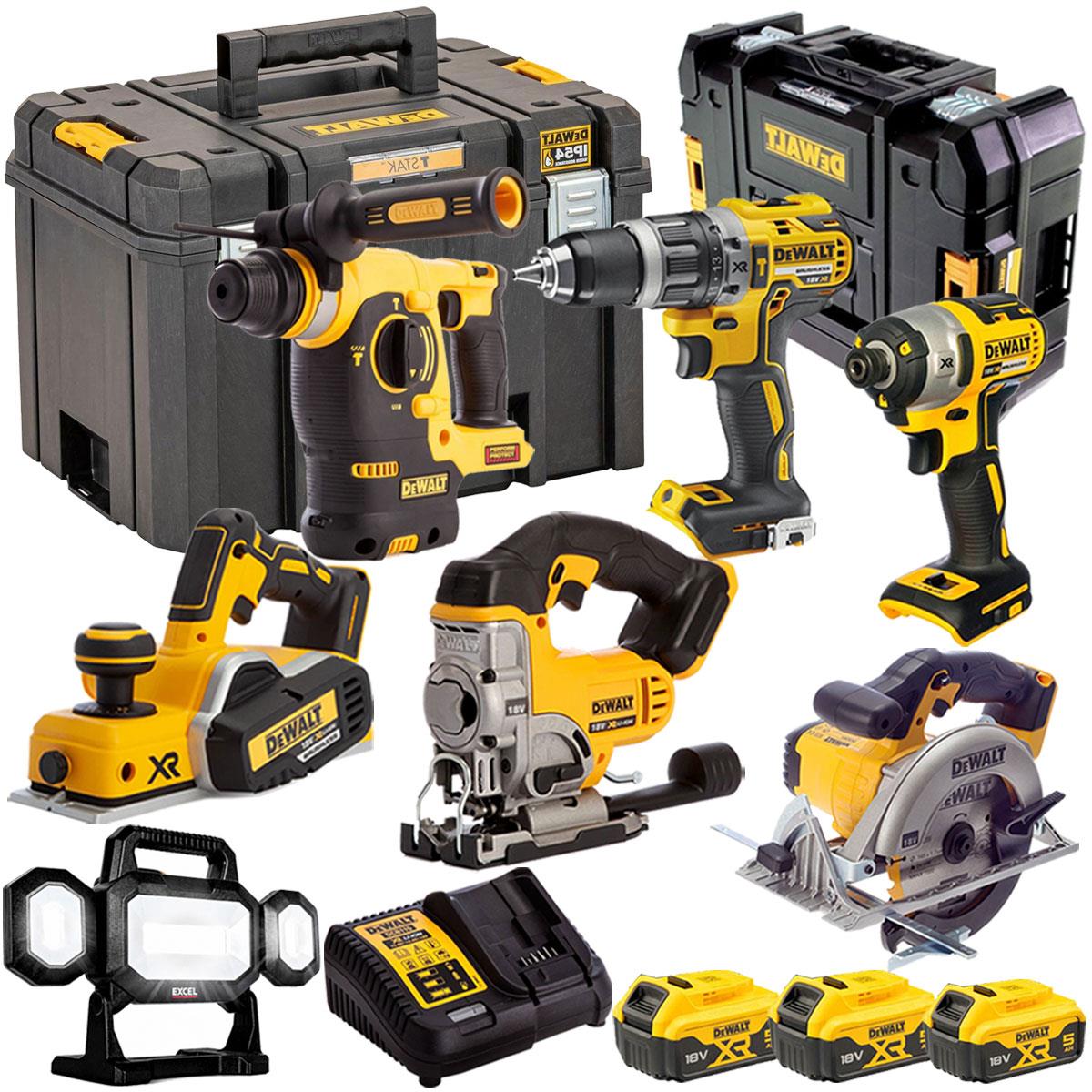 Dewalt 18V 7 Piece Power Tool Kit with 3 x 5.0Ah Batteries T4TKIT-856