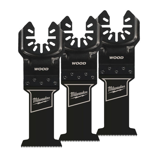 Milwaukee 3 Piece OPEN-LOK HCS 35mm Oscillating Multi Tool Wood Blade Set 48851103