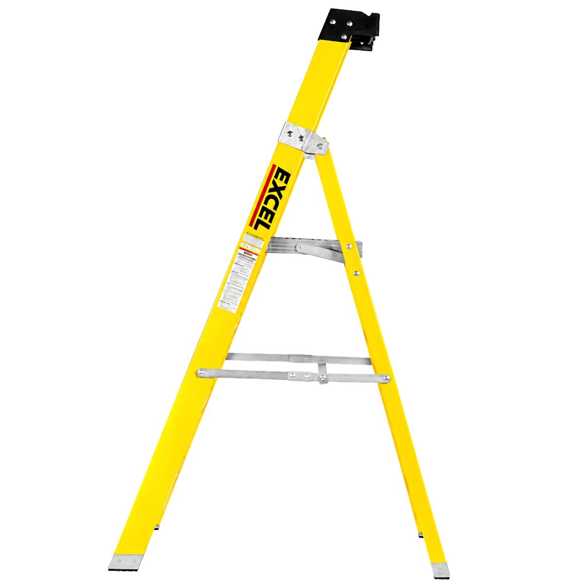 Excel Electricians Fibreglass Platform Step Ladder 4 Tread 1.57m EN131 Yellow