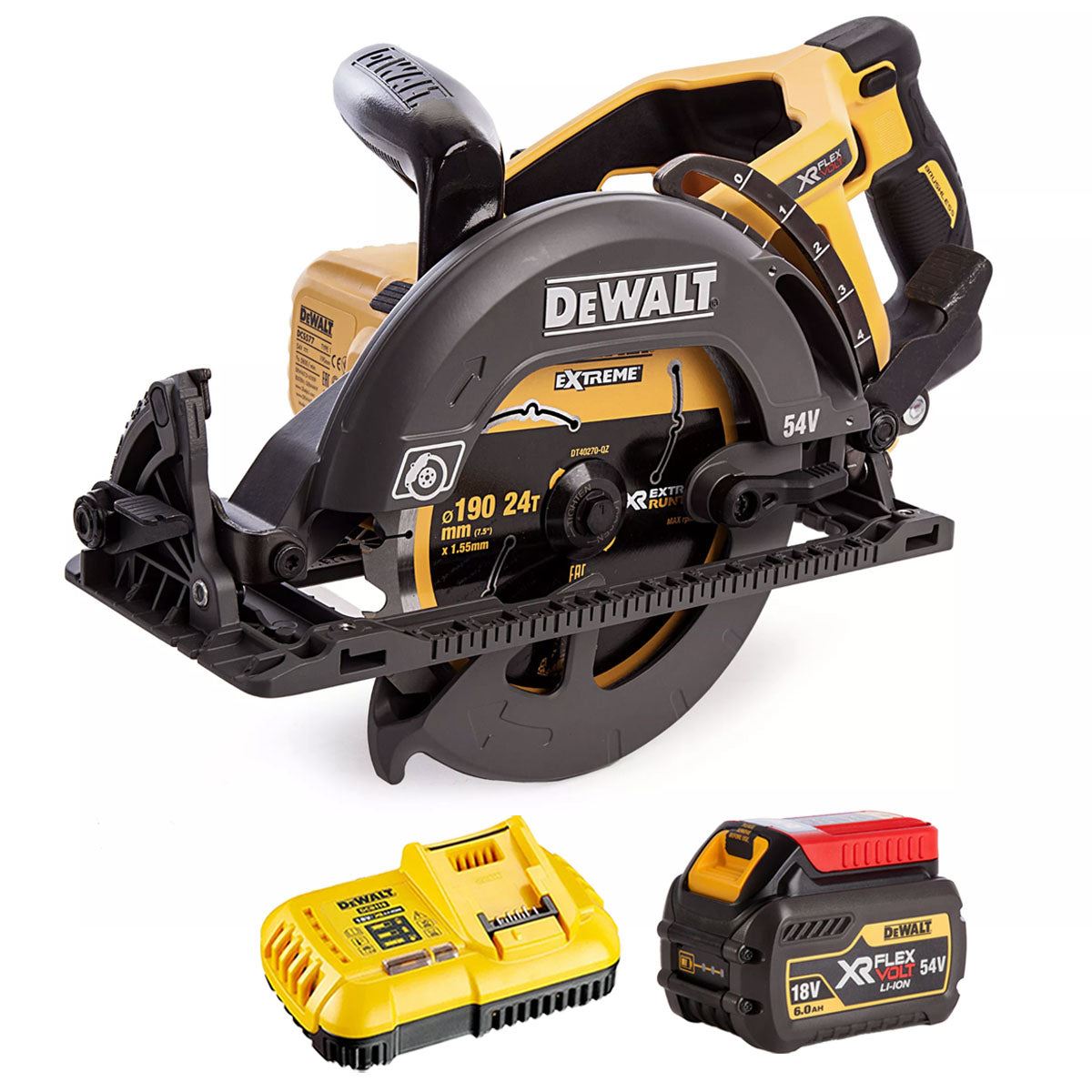 Dewalt DCS577N 54V XR FLEXVOLT Brushless Circular Saw with 1 x 6.0Ah Battery & Charger