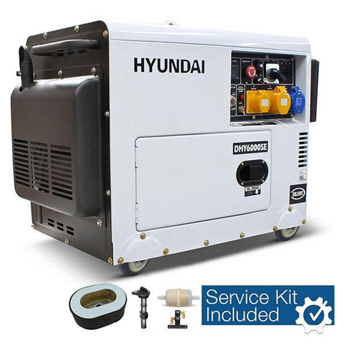 Hyundai DHY6000SE  Diesel Generator, Single Phase Output & Silenced Standby Genset 5.2kW/230V