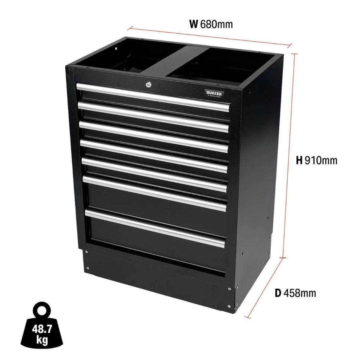 Draper MS400-7BU BUNKER Modular Floor Cabinet 7 Drawer 680mm 31706