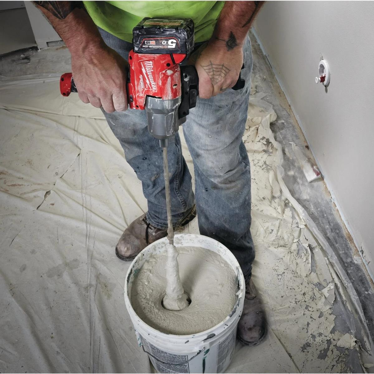 Milwaukee M18FPM-0X 18V FUEL Brushless Paddle Mixer With 1 x 5.0Ah Battery Charger & Case