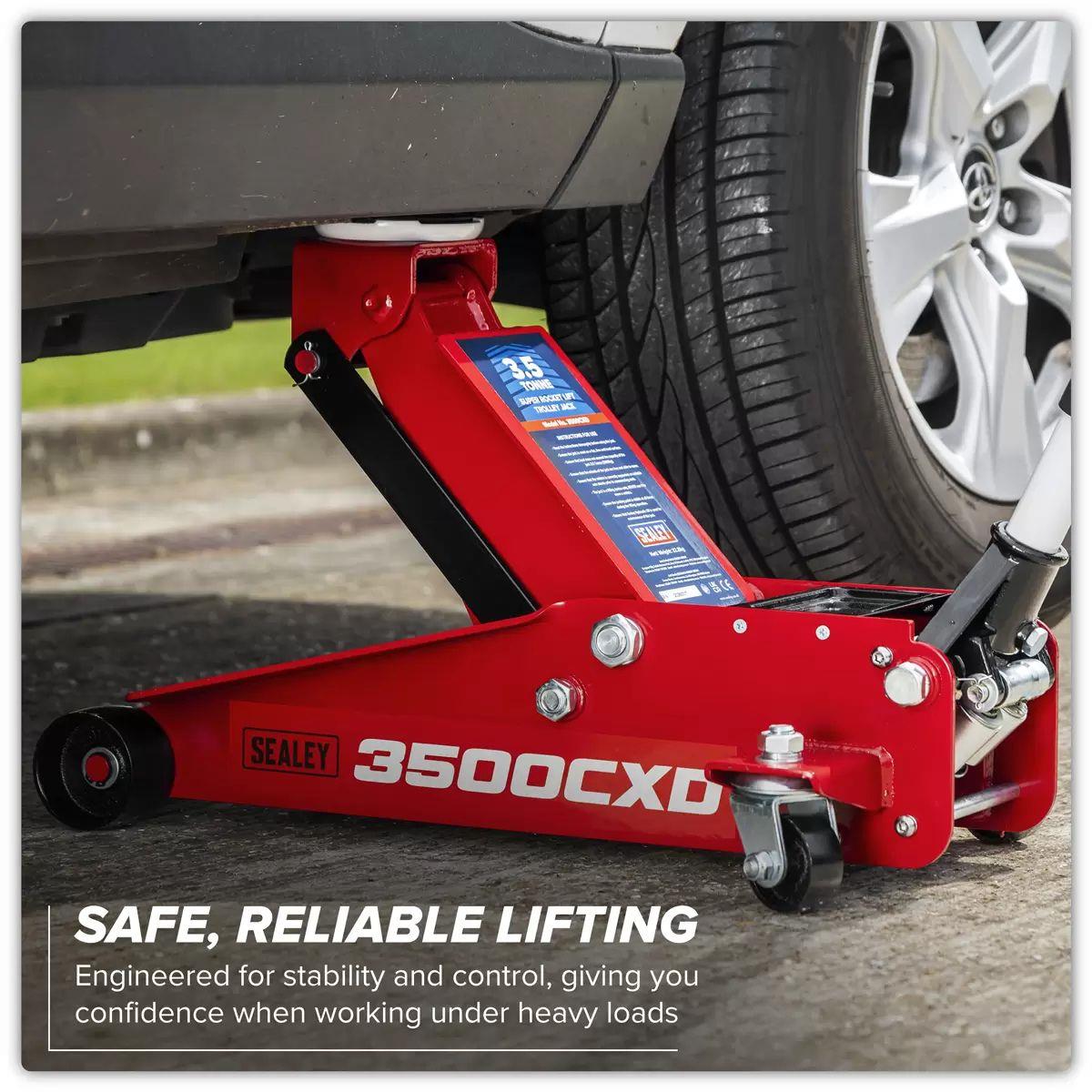 Sealey 3500CXD Trolley Jack with Super Rocket Lift 3.5 Tonne