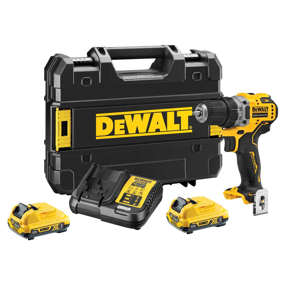 Dewalt DCD701D2 12V XR Brushless Compact Drill Driver with 2 x 2.0Ah Battery Charger & Case