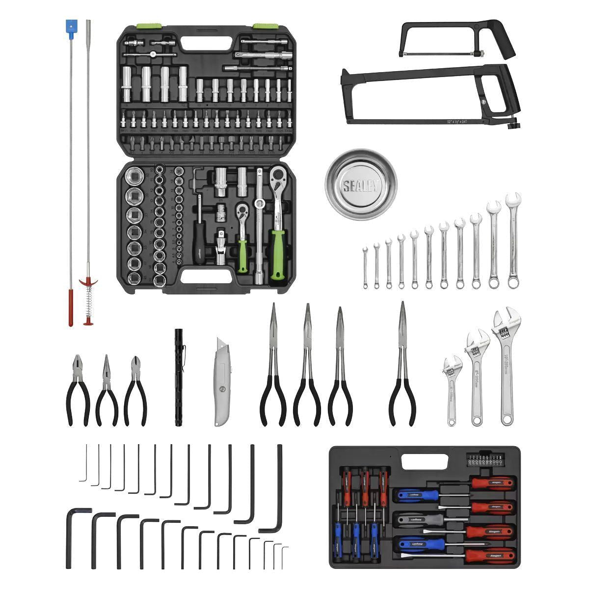 Sealey AP22BKCOMBO 6 Drawer Topchest & Rollcab Combination with Ball-Bearing Slides & 170pc Tool Kit