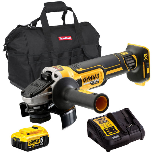 DeWalt DCG405N 18V Brushless 125mm Angle Grinder with 1 x 5.0Ah Battery & Charger in Bag