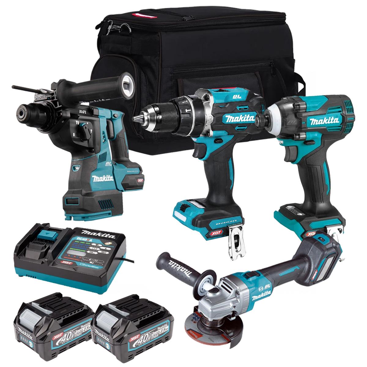Makita 40V 4 Piece Combo Kit with 2 x 2.5Ah Batteries & Charger T4TKIT-6743