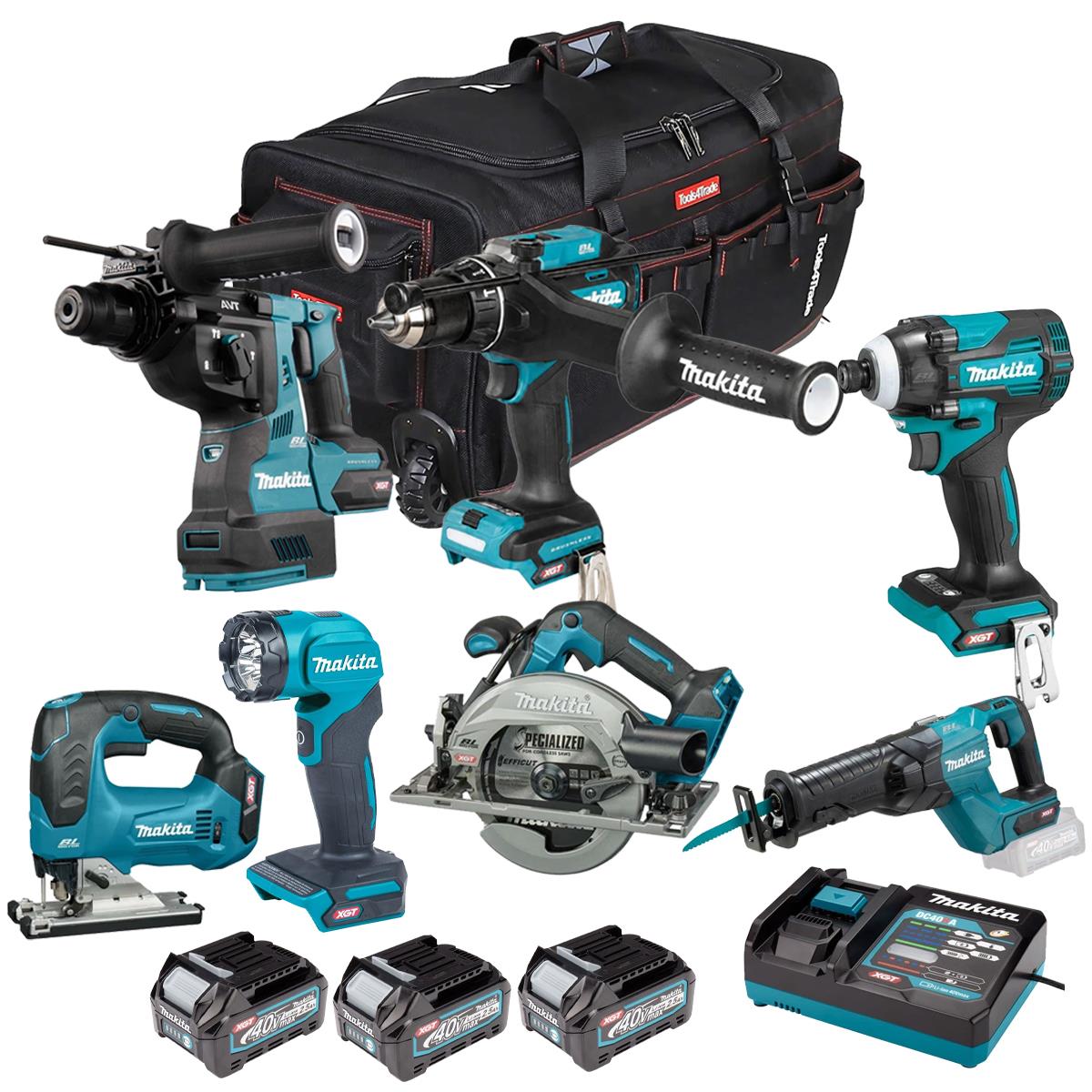 Makita 40V 7 Piece Combo Kit with 3 x 2.5Ah Batteries & Charger T4TKIT-7769